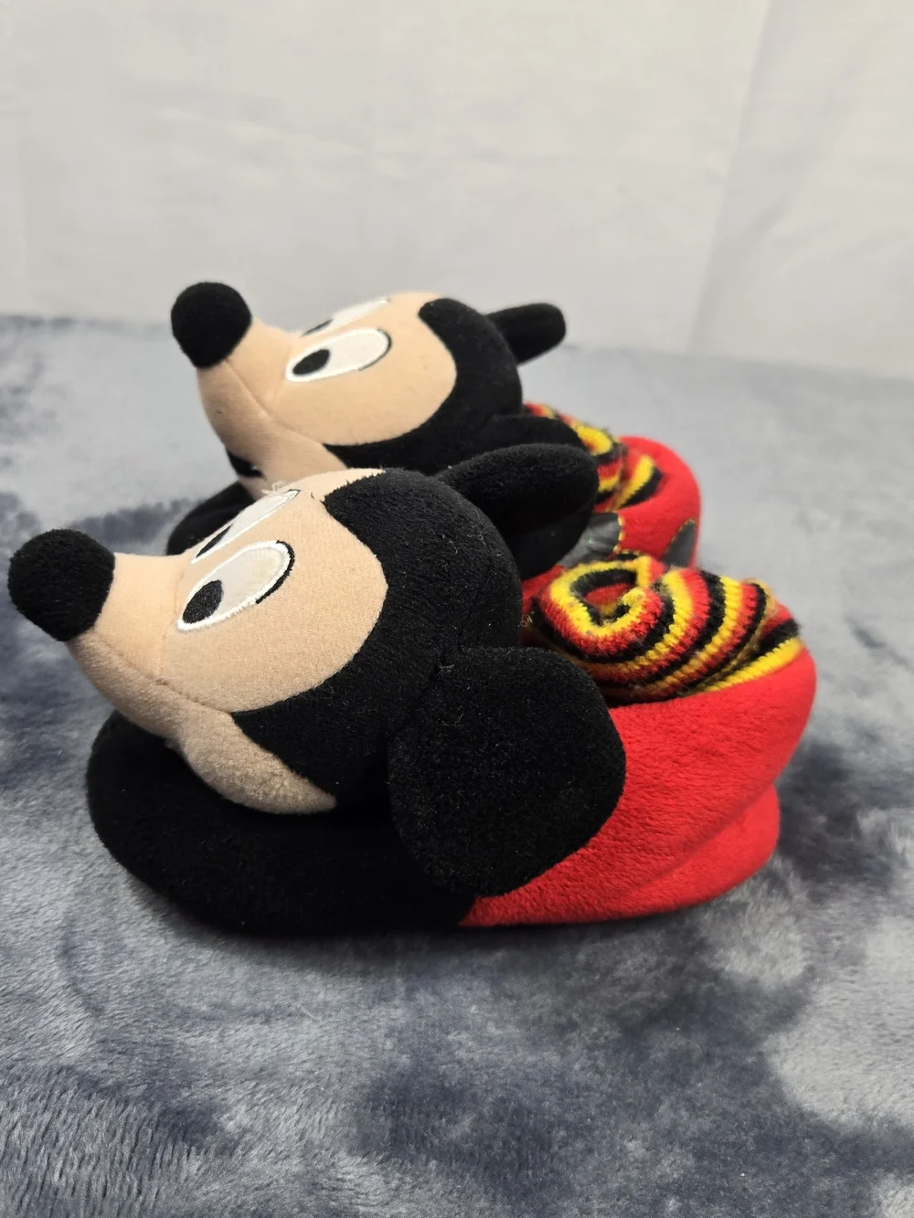 Disney Mickey Mouse Plush Slip-On Slippers in Black, Red & Yellow